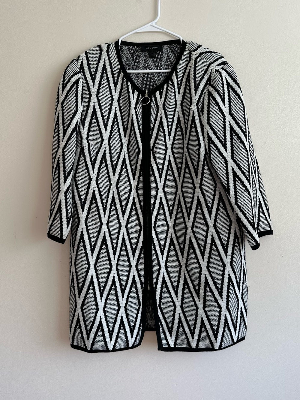 St. John Nisi Jacquard Knit Cardigan Jacket Size L